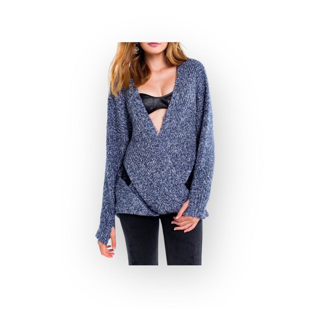 new Wildfox ❤︎ Drew Reversible Cozy Chunky Knit Sweater ❤︎ Galaxy Blue ❤︎ Medium - Picture 14 of 16